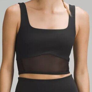 NWT LULULEMON Wunder Train BLACK Mesh Panel Tank Top Cropped Tight Fit Size 6